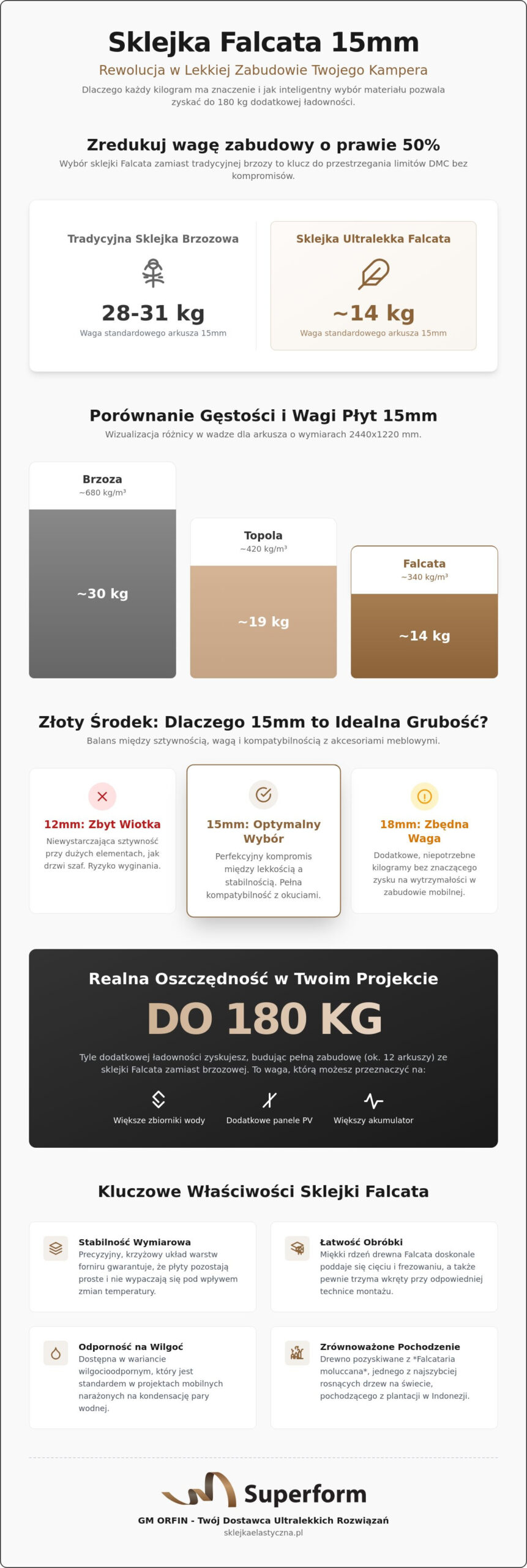 Sklejka Falcata 15mm: Dlaczego to najlepszy wybór do zabudowy kampera i lekkich mebli?