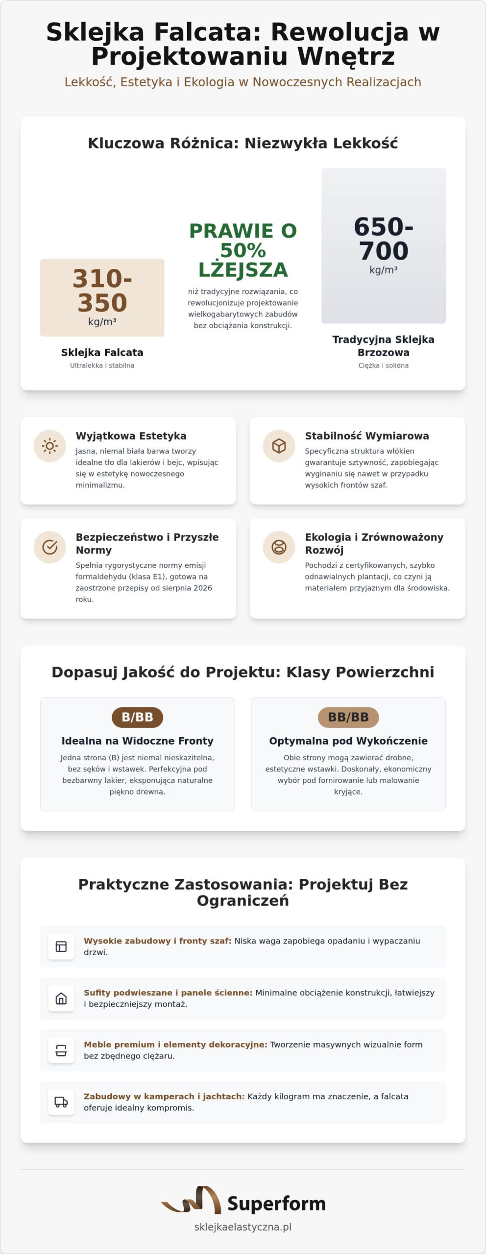 Sklejka falcata w aranżacji wnętrz: Nowoczesny design i lekkość konstrukcji